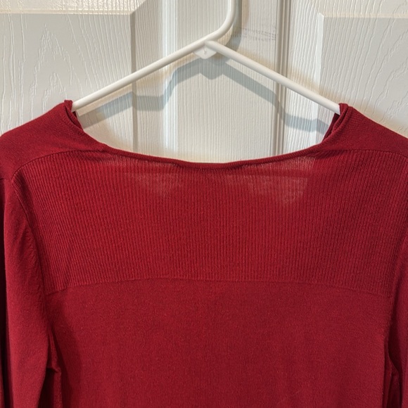 Maroon, long sleeve swoop neck women’s top - Picture 7 of 8